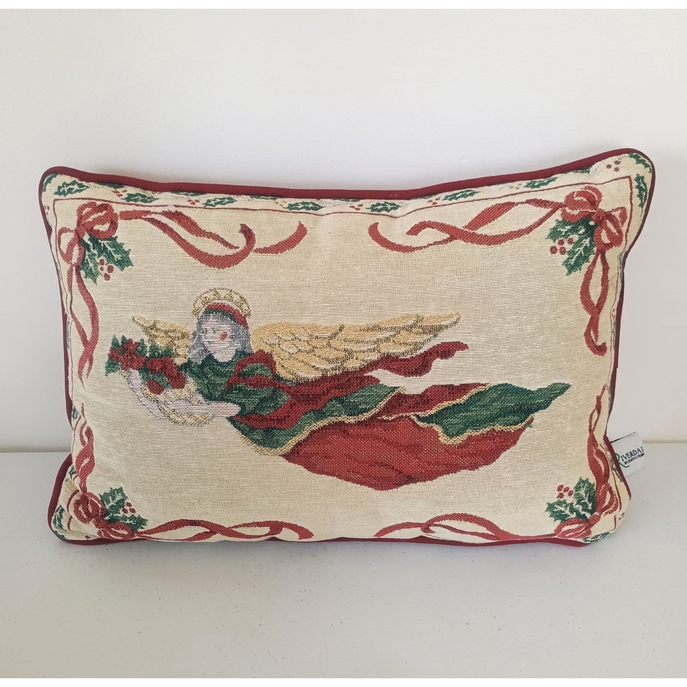 Riverdale Christmas Angel Tapestry Throw Pillow 16 X 10"